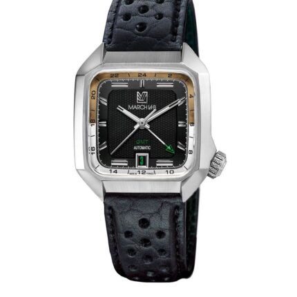 Montre MARCH LA.B AM2 Slim GMT Auto Empire Cadran Noir Bracelet Cuir 36MM