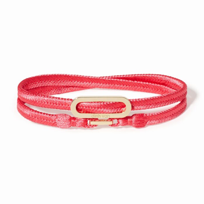Bracelet Dinh Van Maillon L Cordon Tissé Rose Or Jaune