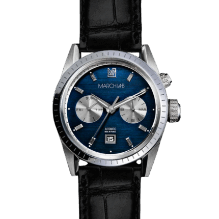 Montre MARCH LA.B Agenda Supra Navy Auto Cadran Bleu Bracelet Cuir 41MM