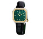 Montre MARCH LA.B Milady Mansart Chevrons Emerald Quartz Cadran Vert Bracelet Cuir 28MM