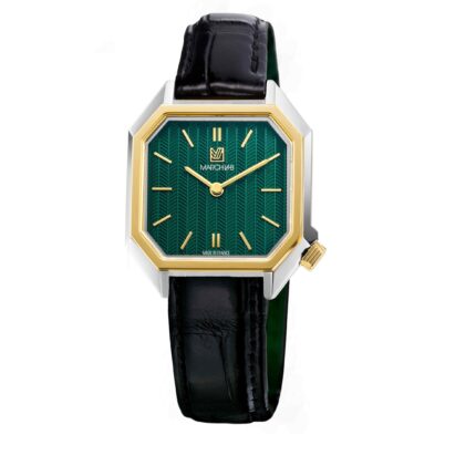 Montre MARCH LA.B Milady Mansart Chevrons Emerald Quartz Cadran Vert Bracelet Cuir 28MM
