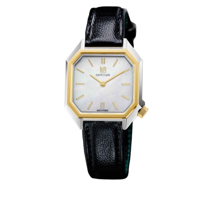Montre MARCH LA.B Milady Mansart Nacre Quartz Cadran Blanc Bracelet Cuir 28MM