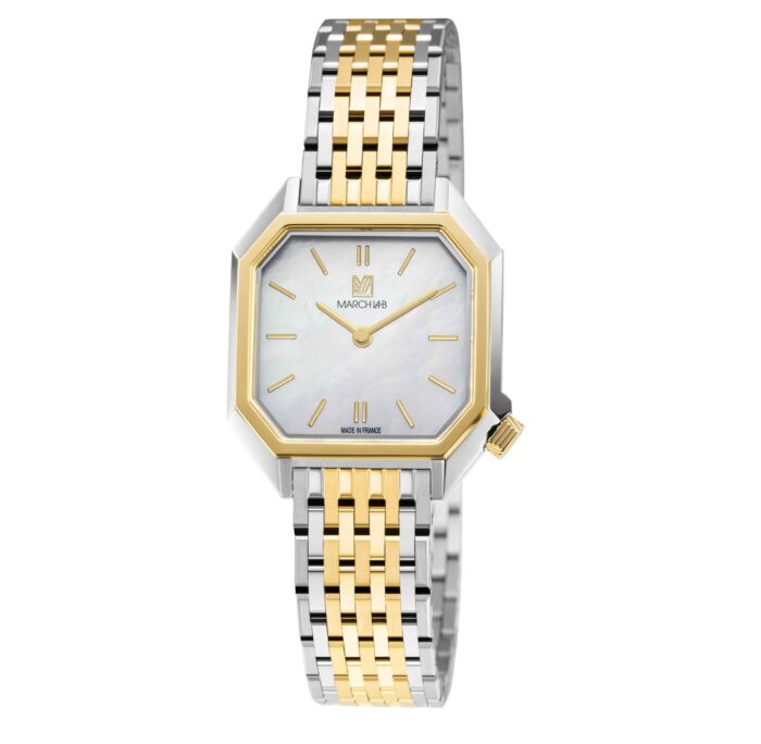 Montre MARCH LA.B Milady Mansart Nacre Quartz Cadran Blanc Bracelet Acier 28MM