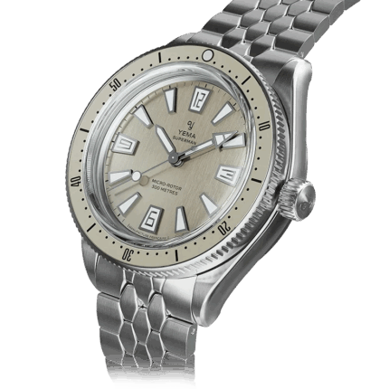 Montre Yema Superman Skin Diver CMM.20 Auto Cadran Beige Bracelet Acier 39.5MM