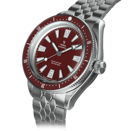 Montre Yema Skin Diver CMM.20 Auto Cadran Rouge Bracelet Acier 39.5MM