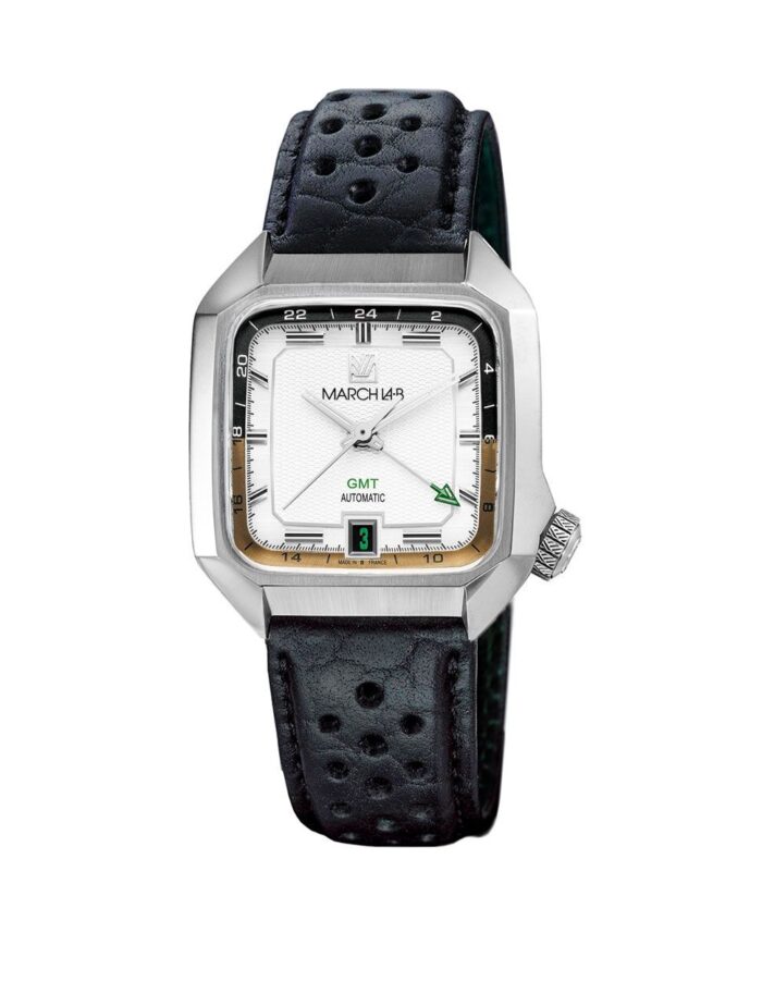 Montre MARCH LA.B AM2 Slim GMT Auto Shelter Cadran Blanc Bracelet Acier 36MM