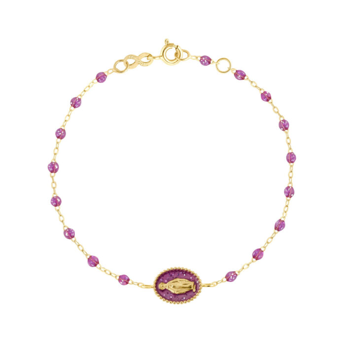 Bracelet Madone résine galaxy, or jaune, 17 cm