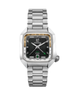 Montre MARCH LA.B AM2 Slim GMT Auto Empire Cadran Noir Bracelet Acier 36MM