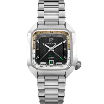 Montre MARCH LA.B AM2 Slim GMT Auto Empire Cadran Noir Bracelet Acier 36MM