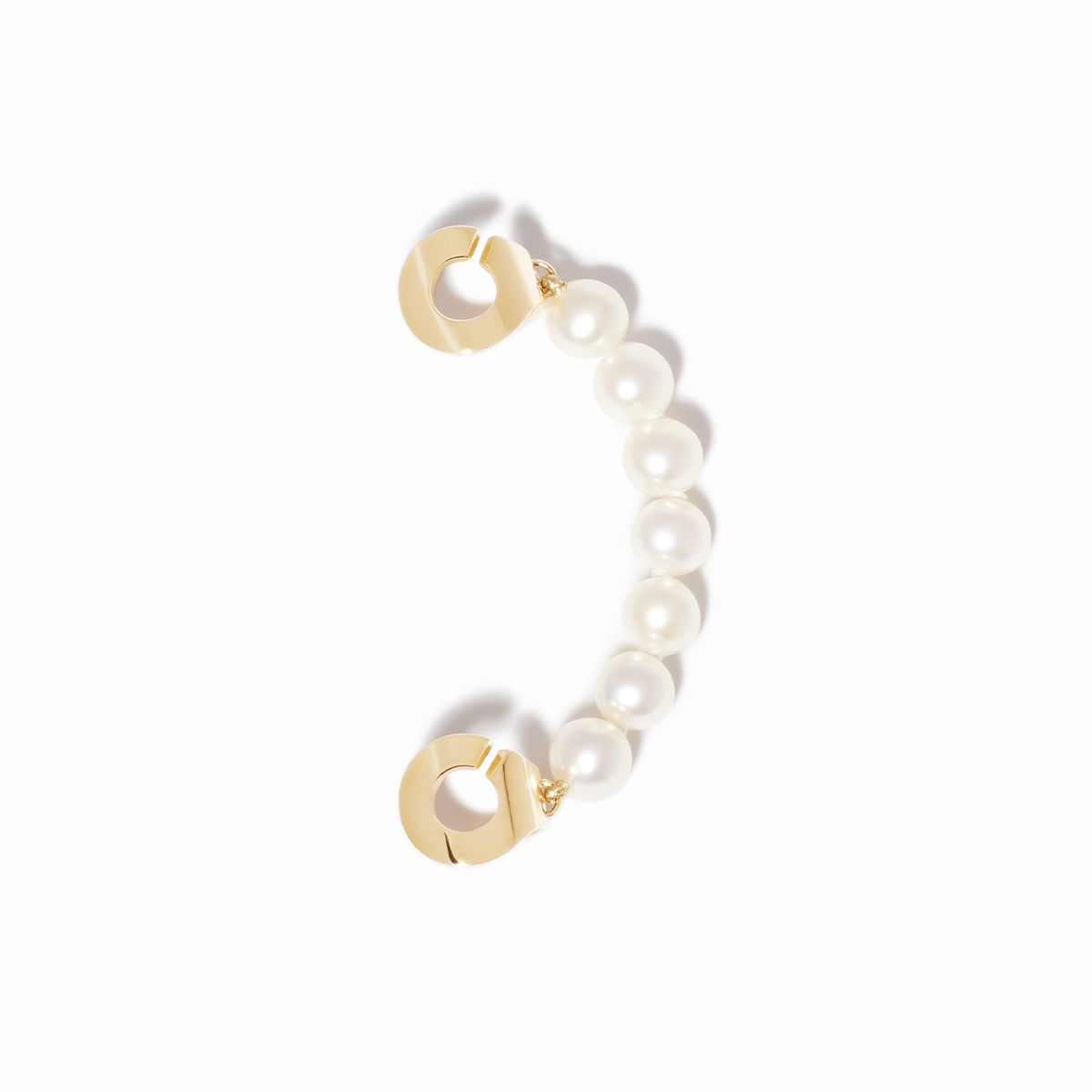 Mono Boucle d'Oreille Dinh Van Earcuff Droite Menottes Perles Or Jaune