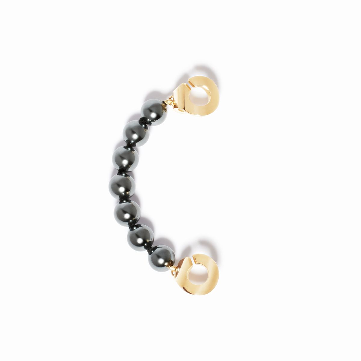 Mono Boucle d'Oreille Dinh Van Earcuff Gauche Menottes Perles et Hématites Or Jaune