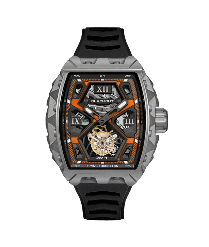 Montre Blackout Watches XP1 Tourbillon Ti Orange Bracelet Caoutchouc 44MM