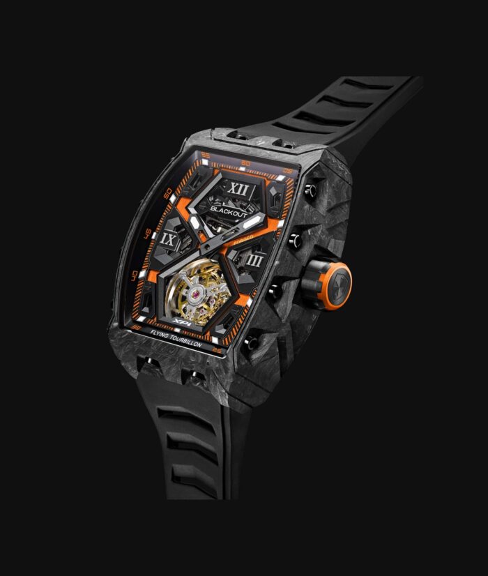 Montre Blackout Watches XP1 Tourbillon Orange Racing Bracelet Caoutchouc 44MM