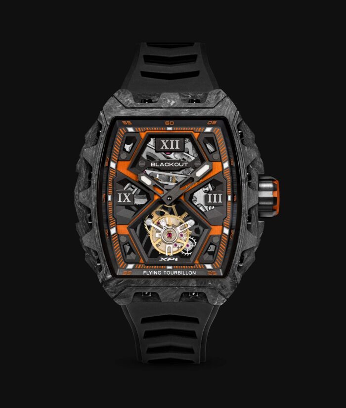Montre Blackout Watches XP1 Tourbillon Orange Racing Bracelet Caoutchouc 44MM