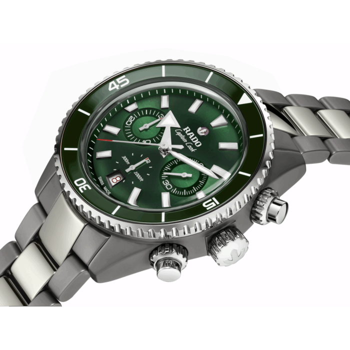 Montre Rado Captain Cook Auto High Tech Ceramic Chronograph Cadran Vert Bracelet Ceramique 43MM