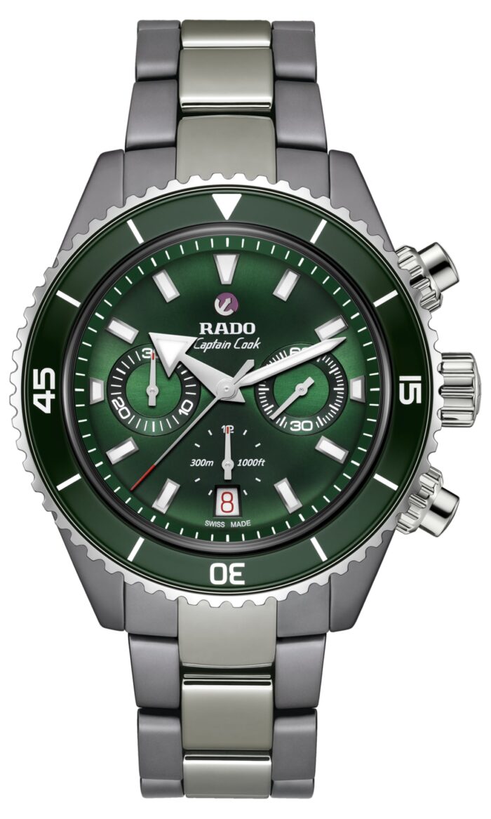 Montre Rado Captain Cook Auto High Tech Ceramic Chronograph Cadran Vert Bracelet Ceramique 43MM