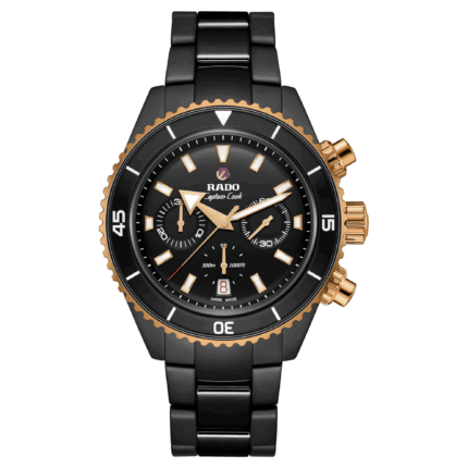 Montre Rado Captain Cook Auto High Tech Ceramic Chronograph Cadran Noir Bracelet Céramique 43MM