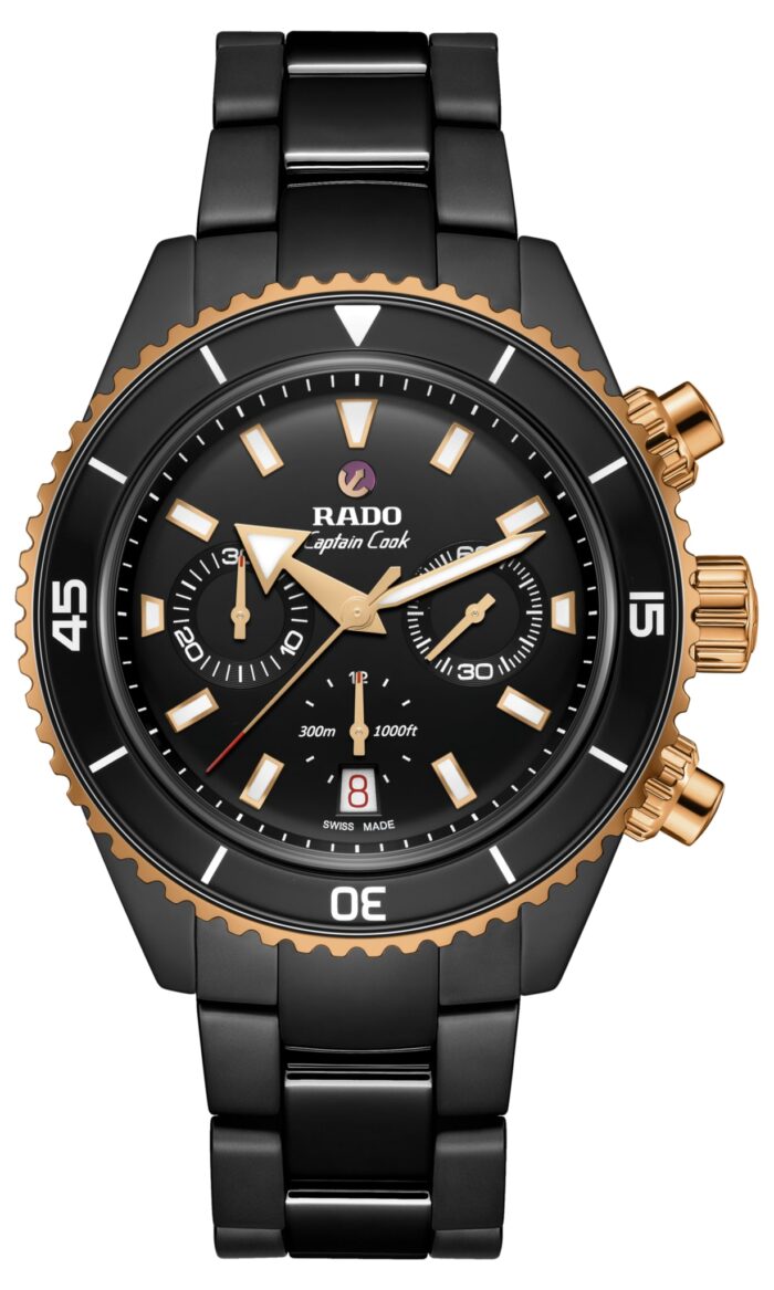 Montre Rado Captain Cook Auto High Tech Ceramic Chronograph Cadran Noir Bracelet Céramique 43MM