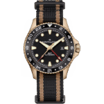 Montre Hamilton Khaki Navy Scuba Bronze Auto GMT Cadran Noir Bracelet Textile 43MM