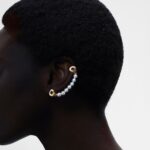Mono Boucle d'Oreille Dinh Van Earcuff Droite Menottes Perles Or Jaune