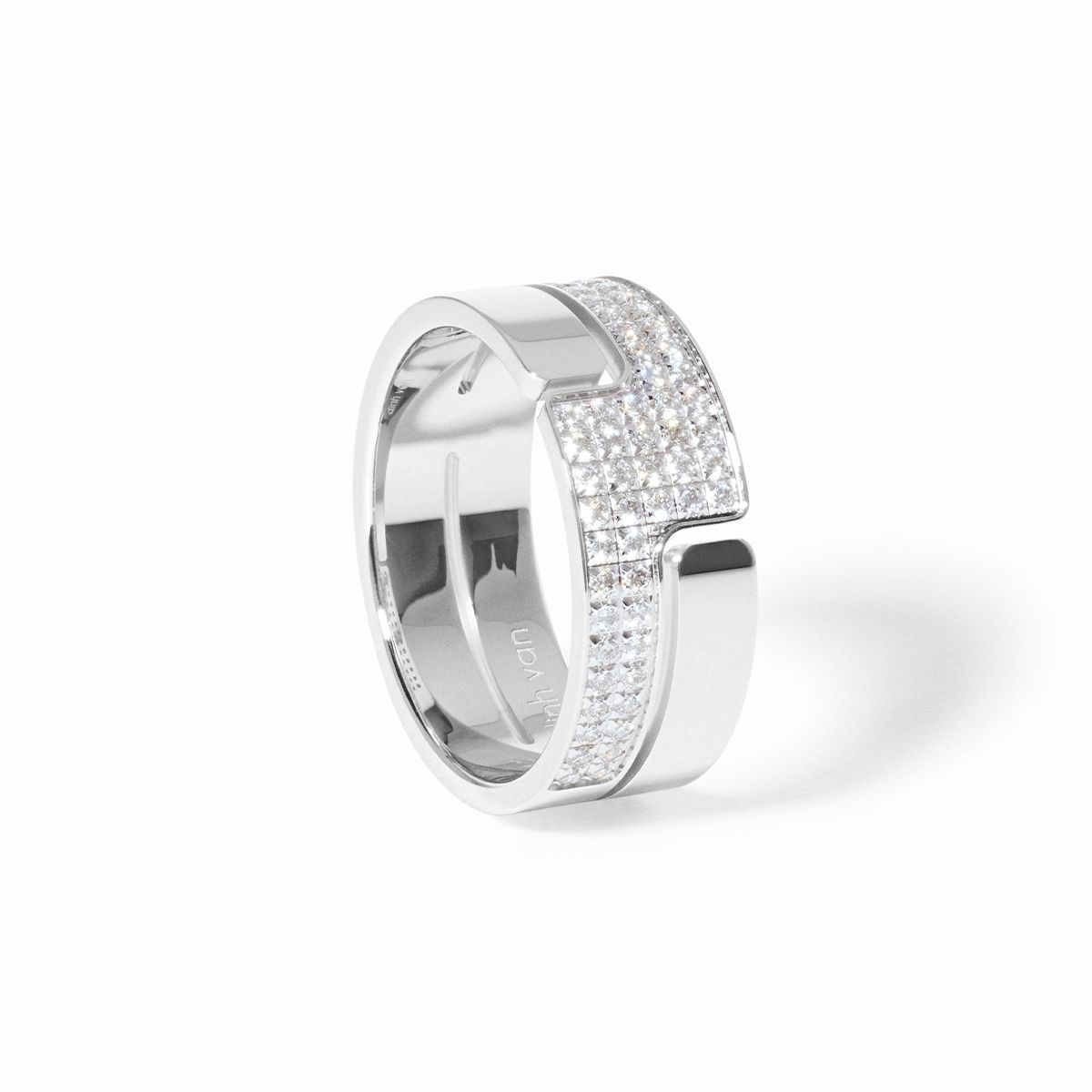 Bague Dinh Van Seventies Moyen Modèle Diamants Or Blanc