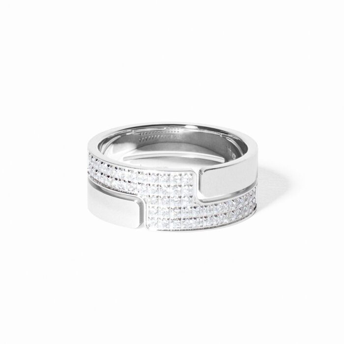 Bague Dinh Van Seventies Moyen Modèle Diamants Or Blanc