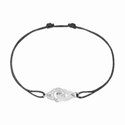 Bracelet Dinh Van Menottes sur Cordon XS Diamants Or Blanc