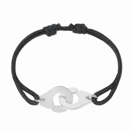 Bracelet Dinh Van Menottes sur Cordon Très Grand Modèle Or Blanc