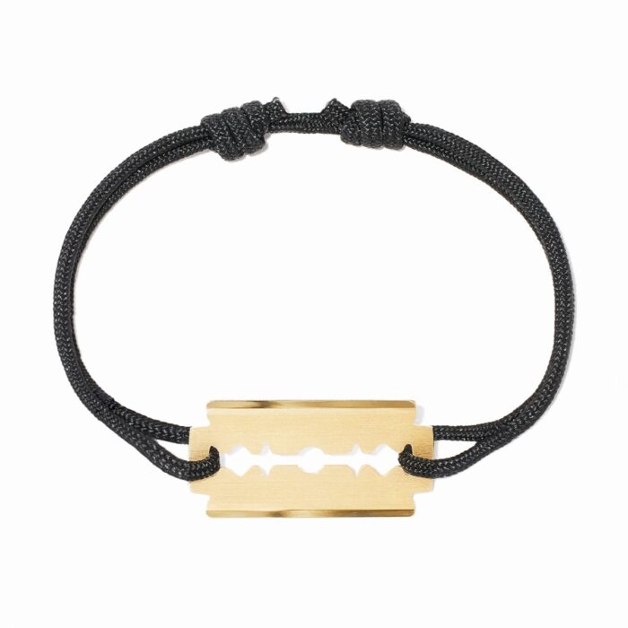 Bracelet Dinh Van Lame de Rasoir sur Cordon Moyen Modèle Or Jaune