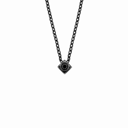Collier Dinh Van Le Cube Diamant sur Chaîne Diamant Noir Titane