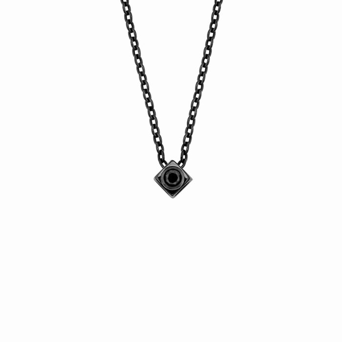 Collier Dinh Van Le Cube Diamant sur Chaîne Diamant Noir Titane