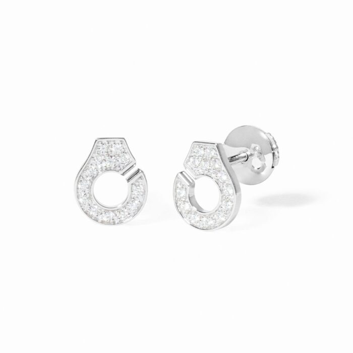 Puces D'oreilles Dinh Van Menottes Diamants Or Blanc