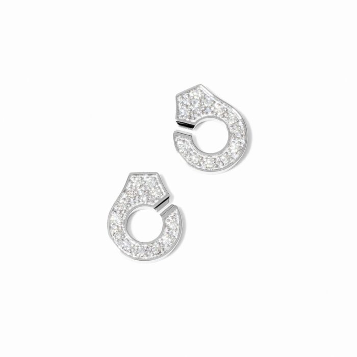 Puces D'oreilles Dinh Van Menottes Diamants Or Blanc