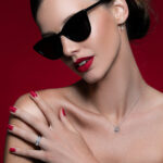 Collier La Brune & La Blonde Lune & Soleil Mini Soleil Diamant Or Blanc