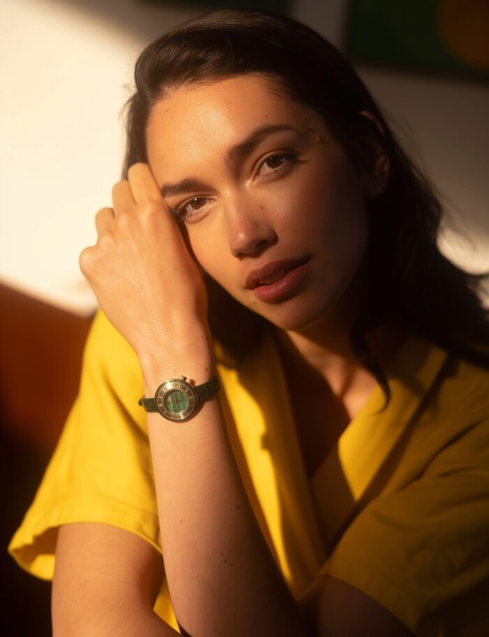 Montre MARCH LA.B Lady Volante Malachite Quartz Cadran Vert Bracelet Cuir 30MM