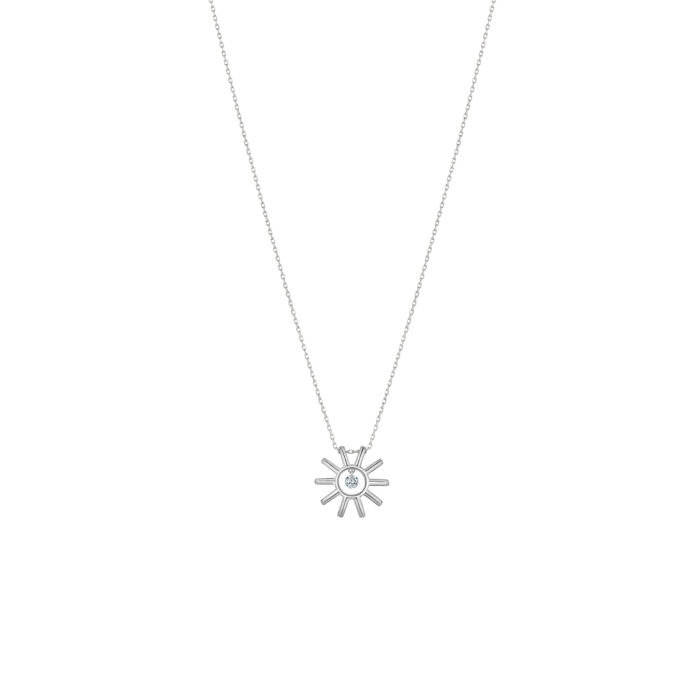 Collier La Brune & La Blonde Lune & Soleil Mini Soleil Diamant Or Blanc
