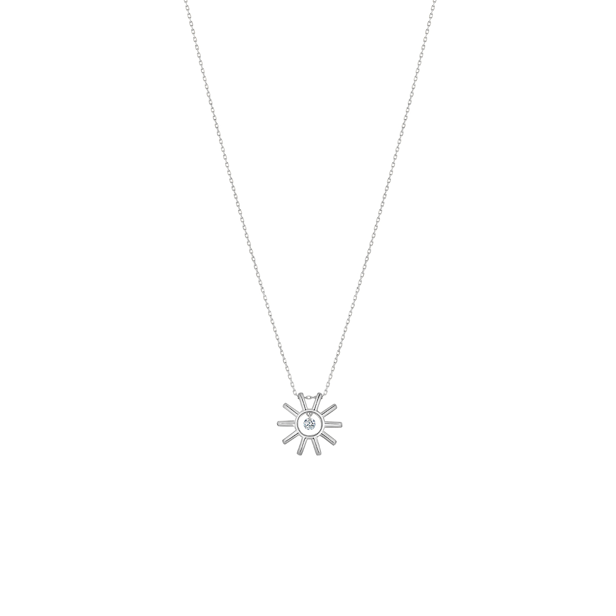 Collier La Brune & La Blonde Lune & Soleil Mini Soleil Diamant Or Blanc