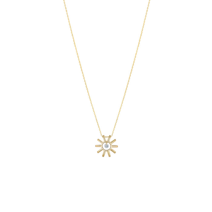 Collier La Brune & La Blonde Lune & Soleil Mini Soleil Diamant Or Jaune