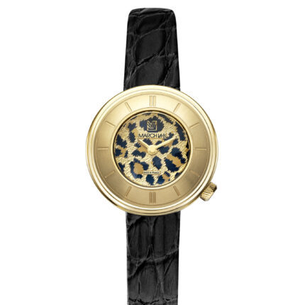 Montre MARCH LA.B Lady Volante Cheetah Quartz Cadran Léopard Nacre Bracelet Cuir 30MM