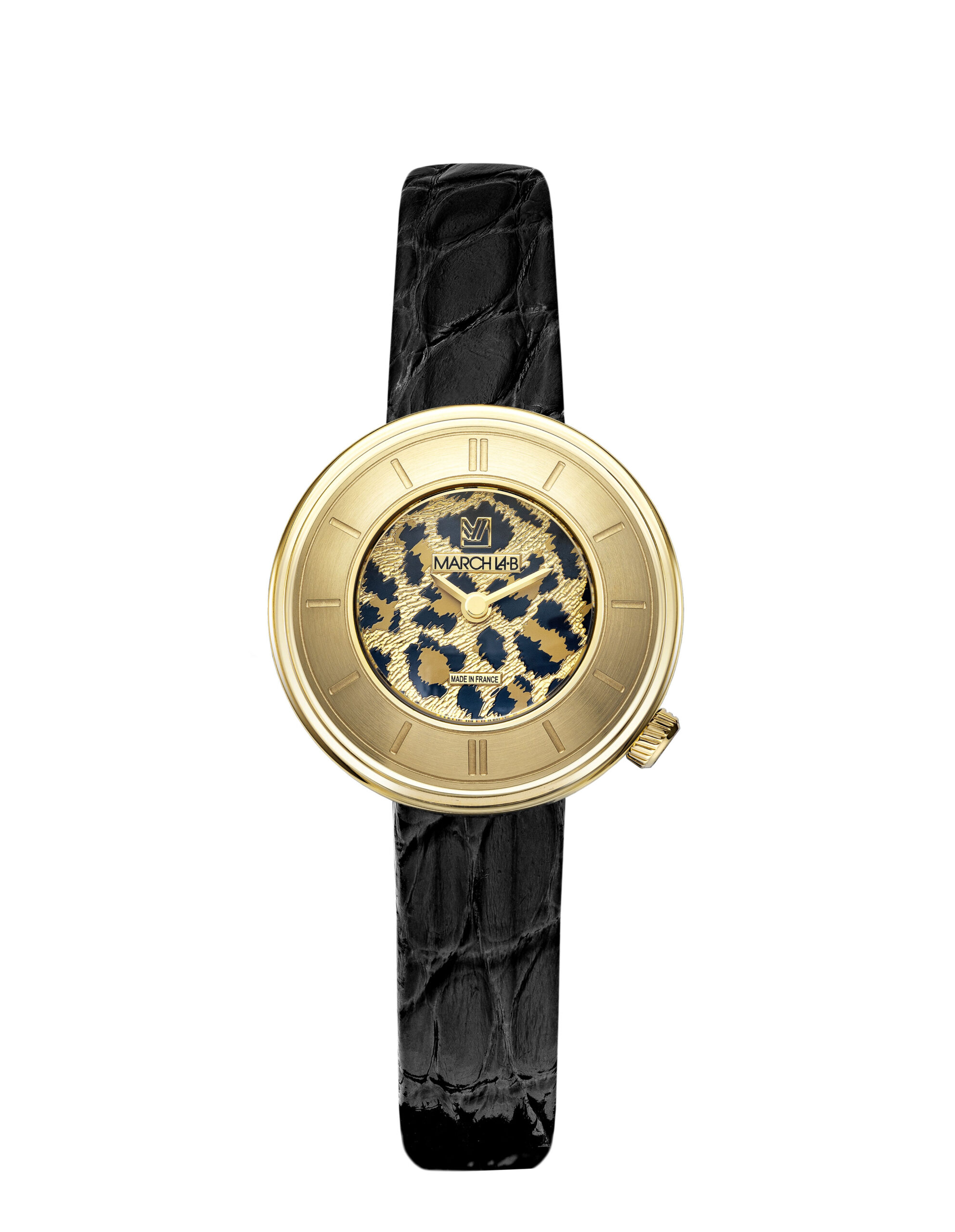 Montre MARCH LA.B Lady Volante Cheetah Quartz Cadran Léopard Nacre Bracelet Cuir 30MM