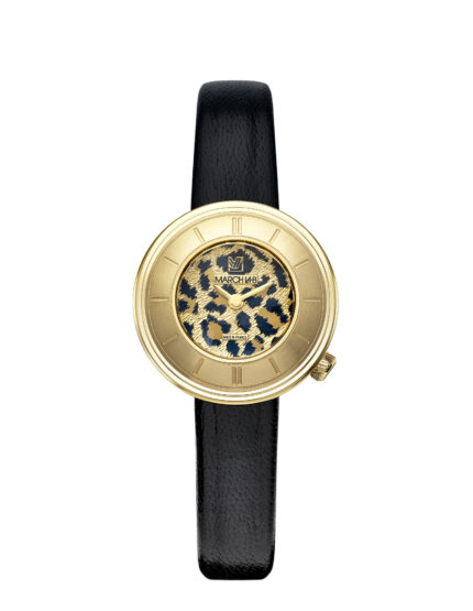 Montre MARCH LA.B Lady Volante Cheetah Quartz Cadran Léopard Nacre Bracelet Cuir 30MM