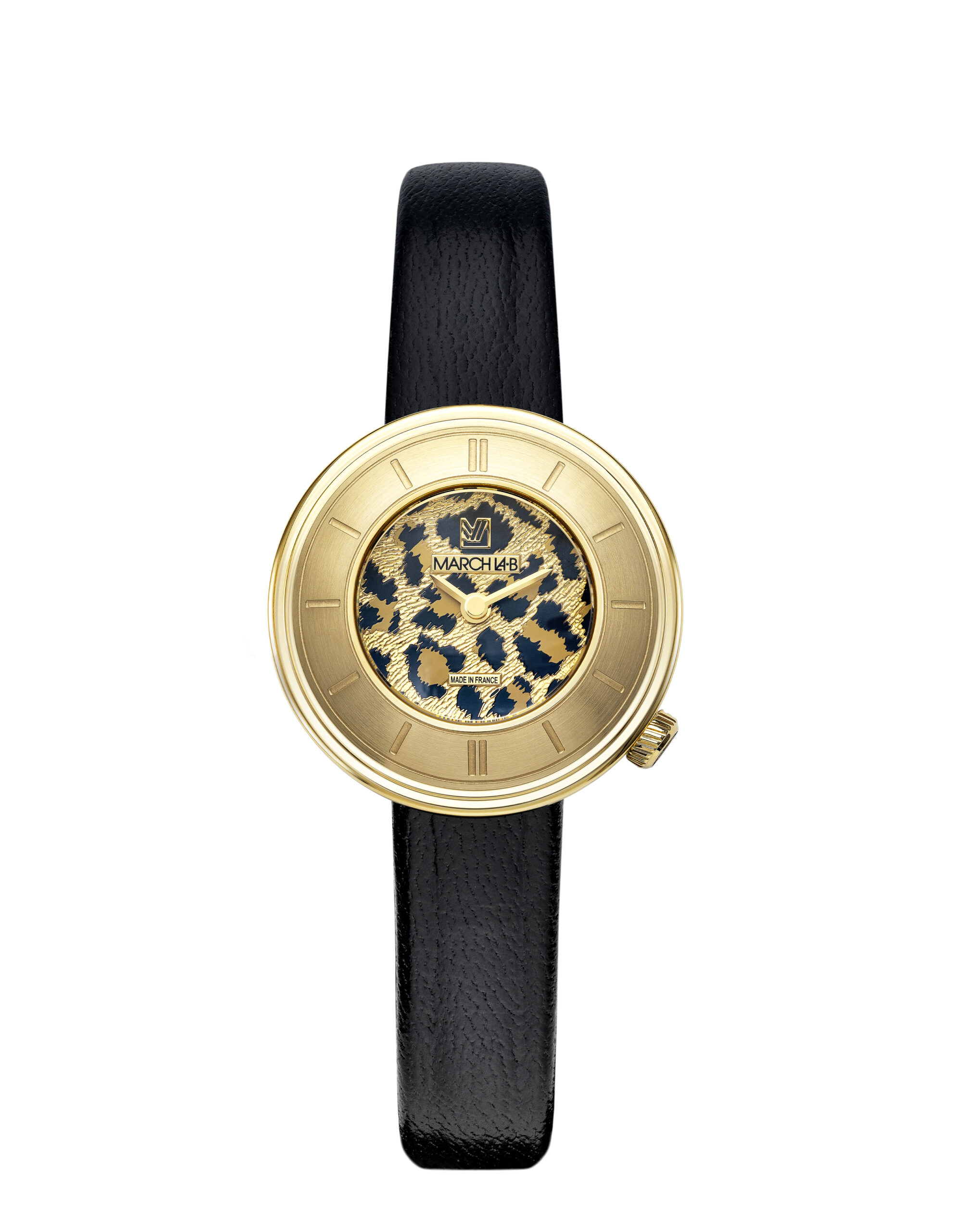 Montre MARCH LA.B Lady Volante Cheetah Quartz Cadran Léopard Nacre Bracelet Cuir 30MM
