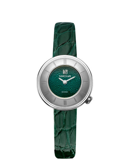 Montre MARCH LA.B Lady Volante Caviar Forest Quartz Cadran Vert Bracelet Cuir