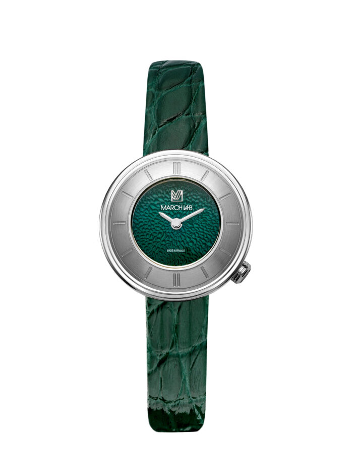 Montre MARCH LA.B Lady Volante Caviar Forest Quartz Cadran Vert Bracelet Cuir