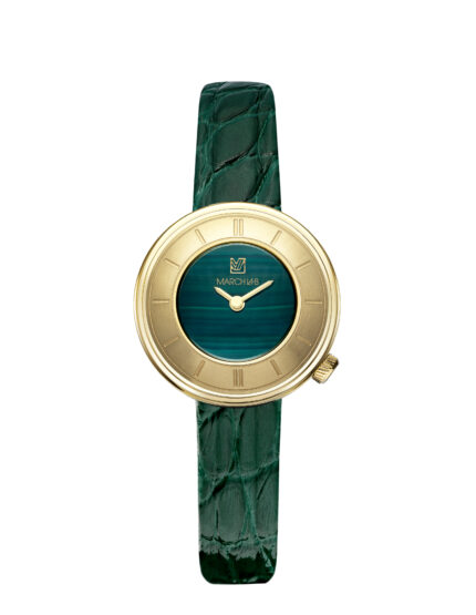 Montre MARCH LA.B Lady Volante Malachite Quartz Cadran Vert Bracelet Cuir 30MM