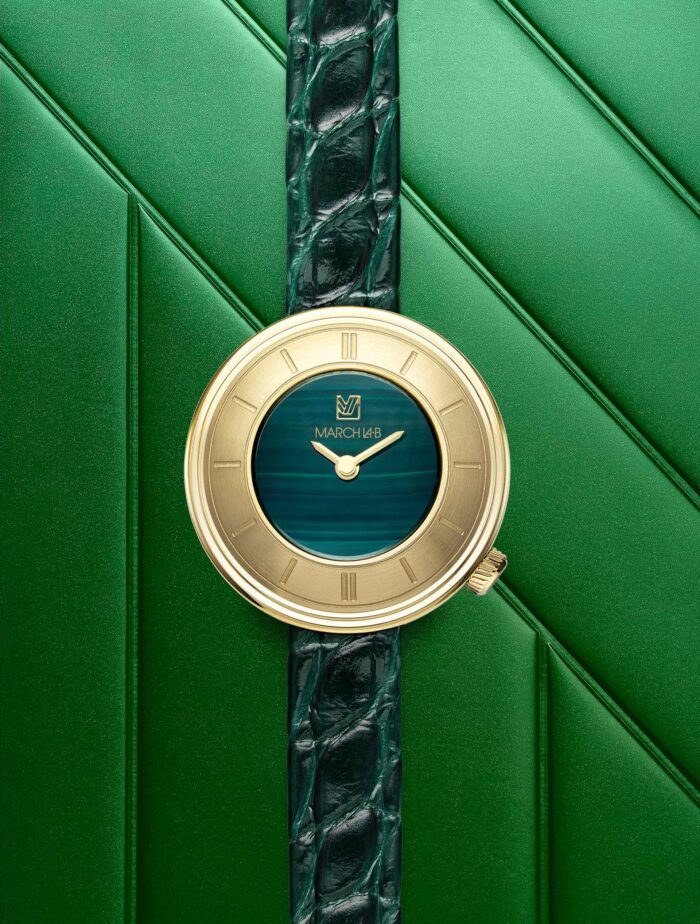 Montre MARCH LA.B Lady Volante Malachite Quartz Cadran Vert Bracelet Cuir 30MM