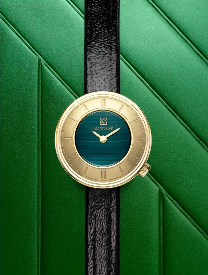 Montre MARCH LA.B Lady Volante Malachite Quartz Cadran Vert Bracelet Cuir 30MM