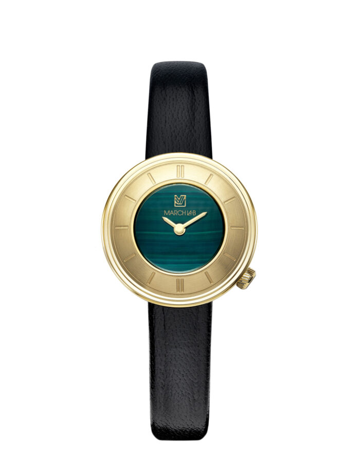 Montre MARCH LA.B Lady Volante Malachite Quartz Cadran Vert Bracelet Cuir 30MM