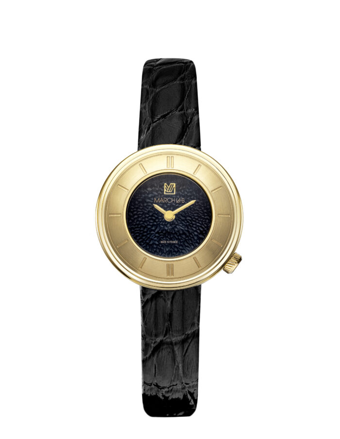 Montre MARCH LA.B Lady Volante Supreme Caviar Quartz Cadran Noir Bracelet Cuir 30MM