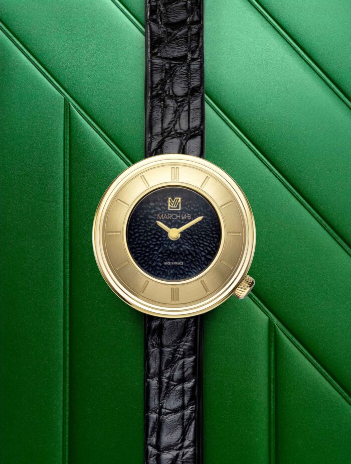 Montre MARCH LA.B Lady Volante Supreme Caviar Quartz Cadran Noir Bracelet Cuir 30MM